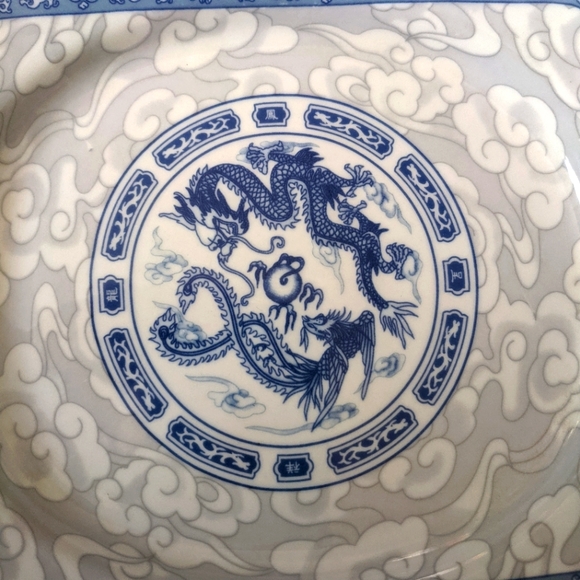 Blue Dragon / Phoenix Cheng's(Unmarked) Wht. Jade RectanglePlate 1of2 Never Used - Picture 4 of 5